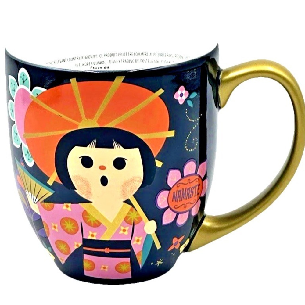 Disney Parks It's‎ a Small World Mug Gold Handle Disneyland Coffee Cup